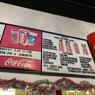 the menu and prices