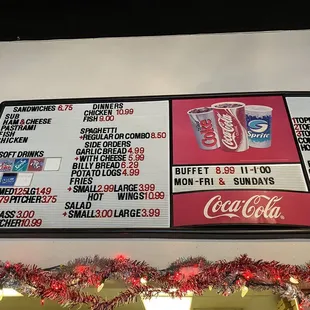 the menu and prices