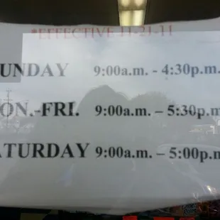 Hours of operations!