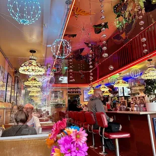 the interior of a diner