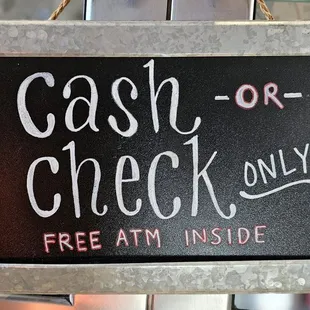 cash check only sign