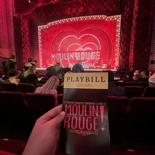 a person holding up a playbill