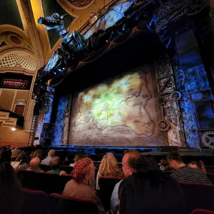 a stage with a projection