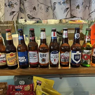 a variety of beer bottles