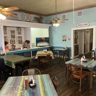 the dining room and kitchen