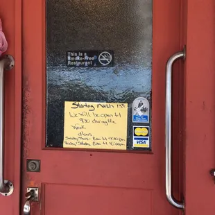 Updated operating hours