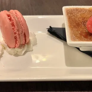 Macarons and mini crème brûlée