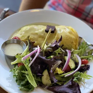 Lardon et cheddar omelette