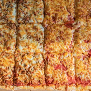a square pizza cut into squares