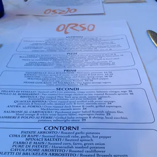 menu