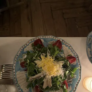 anchovy, watercress, red endive salad