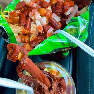 a snack in a car seat