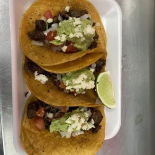 3 carne asada tacos