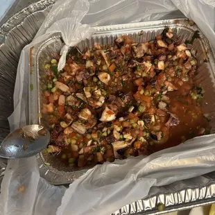 Octopus and shrimp ceviche . Do you see any shirmp ...