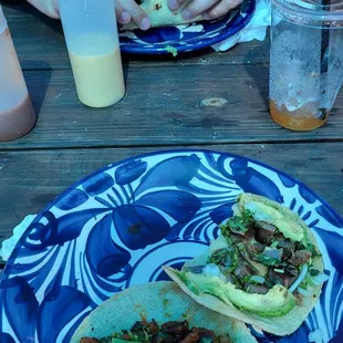 Lungua tali, al pastor taco, beefsteak taco
