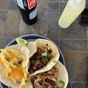 Bacon Egg and Cheese, Pastor and Chicken Fajita