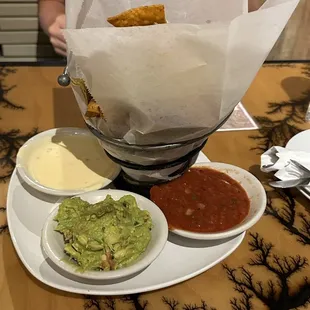 House-Made Chips &amp; Salsa, Queso and Guacamole