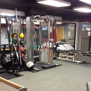Our facility features not one, but two gyms!  This is the smaller one, customized for therapy-oriented clients