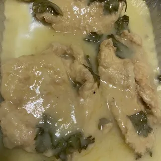 Pollo Francese with spaghetti