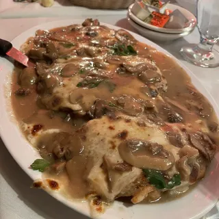 Pollo alla Sorrentina with spaghetti