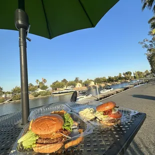 outside, burgers