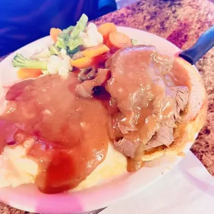 Hot Beef Sandwich with mashed potatoes