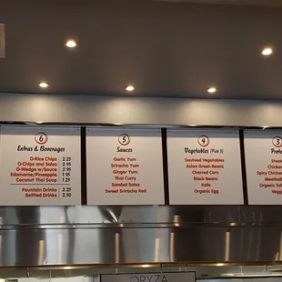 menus on the wall