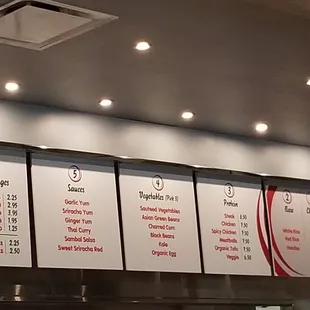 menus on the wall