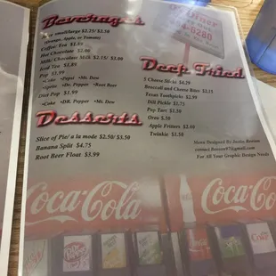 a menu for a drink