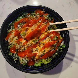 Spicy Salmon poke Bowl, Osaka Express Poke Hibachi, Lutz, N Tampa