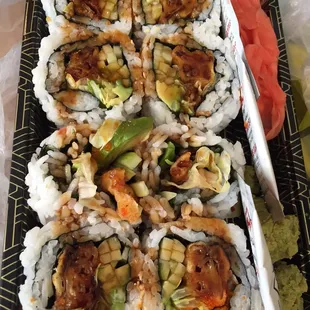 The Spider Roll...  was good with a strong taste of ginger!~