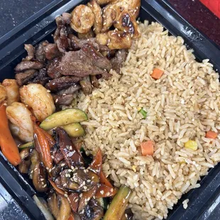 Lunch special $16.99 steak, chicken and shrimp hibachi