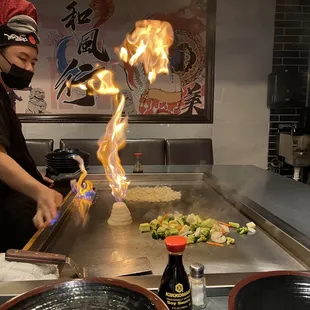 Seated at hibachi grill!