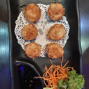 Fried Shumai  - careful! It's hot and will burn your mouth. Take small bites.