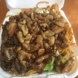 Chicken and Beef Teriyaki with Chow Mein