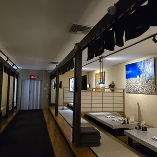 interior, sushi and sashimi