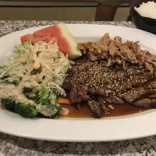 8. Beef and Chicken Teriyaki Combination Dinner