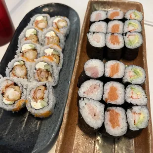 Osaka roll, hamachi maki, salmon maki, california maki