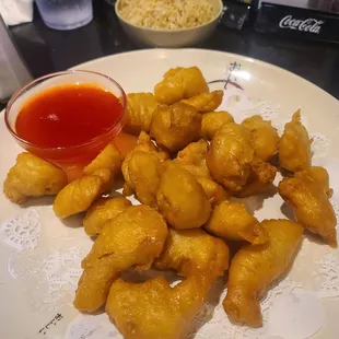 Sweet and sour pork and fried rice