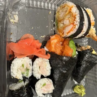 Hand Roll, Shrimp Tempura Roll, Yellow Tail & Scallion Rollyellow