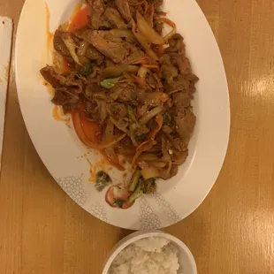 Spicy pork from Korean menu