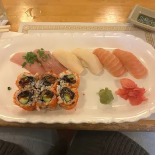 Rock & Roll, Salmon, tuna and yellowtail nigiri