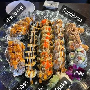 a plate of sushi