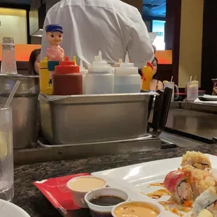 a chef in the background