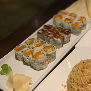Spicy Salmon Roll, Eel &amp; Avocado Roll, Spicy Yellowtail Roll