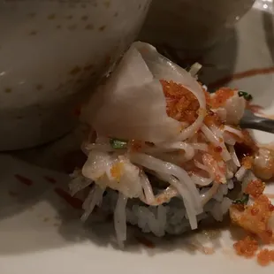 a close up of a plate of food