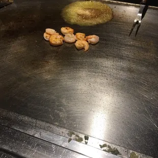His little shrimps are cooking now.
