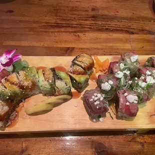 (Left)Dragon Roll &amp; (right) Choo-Choo Roll