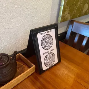 QR codes for Menus