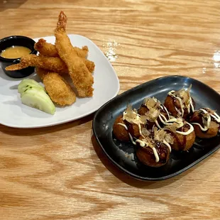 two plates of food on a table